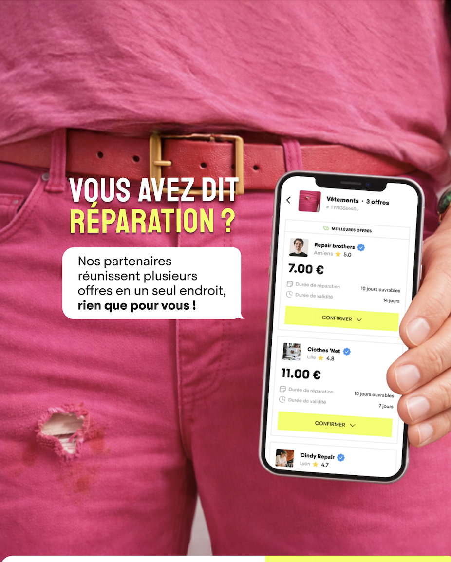 Tingit app showing repair offers from partner repairers